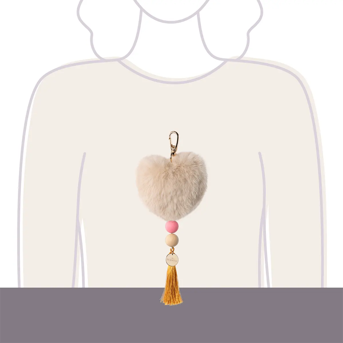 Taupe Heart Scentsy Charm Clip + Vanilla Bean Buttercream fragrance - Image 2